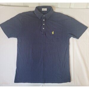 Johnnie-O Polo Shirt Mens Medium Blue Pocket Surf Logo Casual Cotton